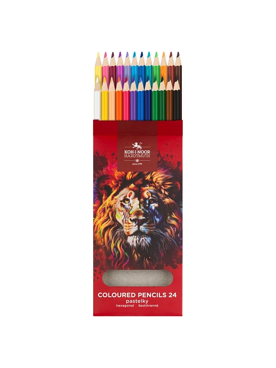 Набор карандашей цветные Koh-I-Noor "RED LION", 24 цв, картон.упак. с подвесом 606x758